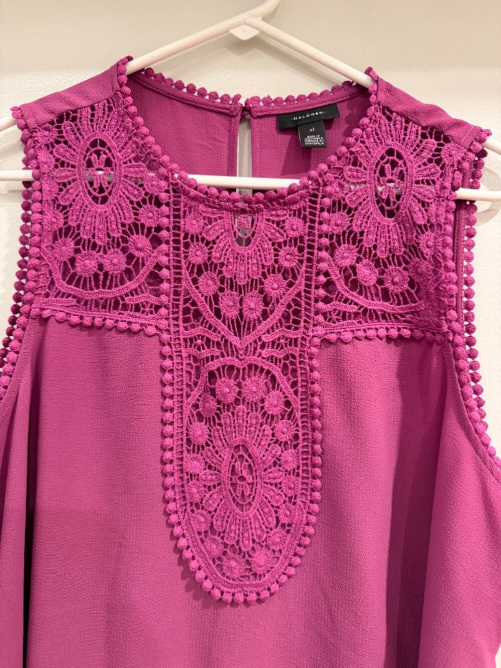 Crochet Chiffon Sleeveless Top - Halogen Nordstrom Brand - Size XL
